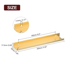 QUARKZMAN Cupboard Finger Edge Pull, 6 Pieces 200 mm / 7.87 Aluminium Alloy Back Mounted Hidden Cabinet Handles Concealed Handle for Home Kitchen Drawer Cabinet, Gold