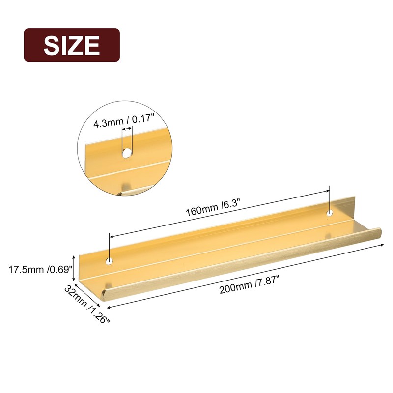 QUARKZMAN Cupboard Finger Edge Pull, 6 Pieces 200 mm /