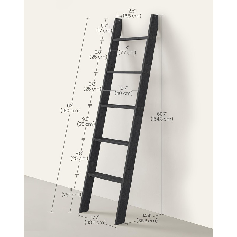 VASAGLE Blanket Ladder Decorative Farmhouse for The Living Room, 5-Tier