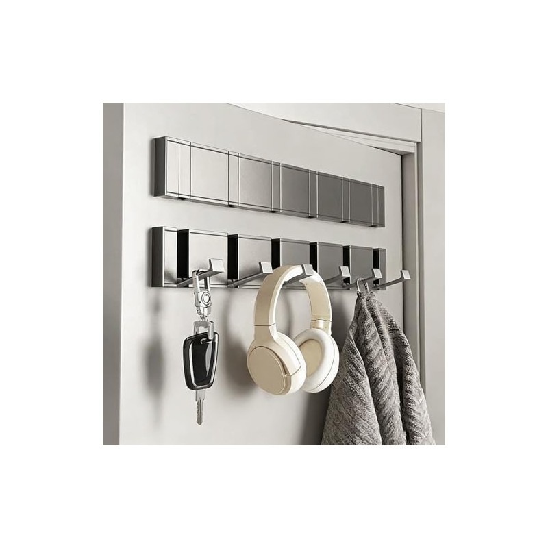 Drovalles Coat Rack Wall Mounted, 5 Retractable Pegs, Heavy Duty,