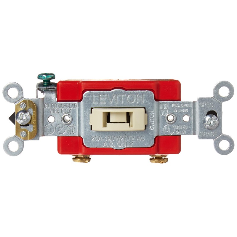 Leviton 20-Amp, 120/277-Volt, Toggle Locking Single-Pole AC Quiet Switch, Extra