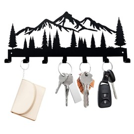 YILANJIN Key Hooks for Wall, Key Holder Wall Mounted with 7 Hooks, Key Organiser, Black Shelf, Sunglasses Holder, Key Rack, Key Rack for Entrance, Hallway, Kitchen