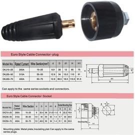 RIVERWELD TIG Welding Cable Joint Quick Connector Pair Dinse-Style 315Amp (#4-#1) 35-50 SQ-MM DKJ35-50 & EDKL35-50 Pack of 4
