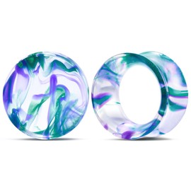 COOEAR 2 Pairs Matched Set Gauges for Ears Flesh Tunnels Kits Plugs Earrings Blue Acrylic Ear Expander Stretchers Piercing.