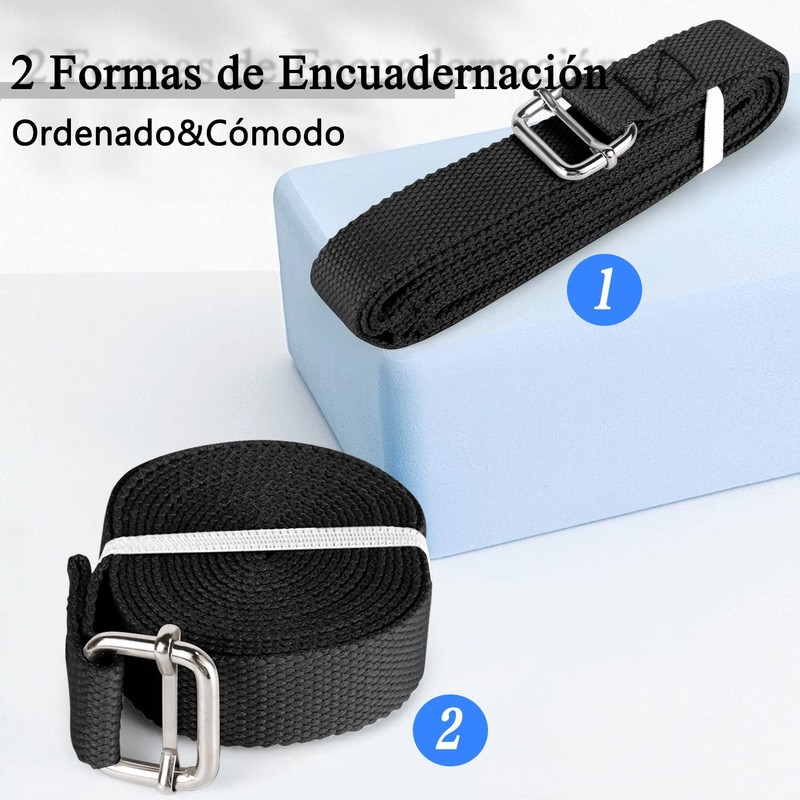Yoga Strap de 2.5m,Correa de Yoga con Hebillas,Correa de algodón