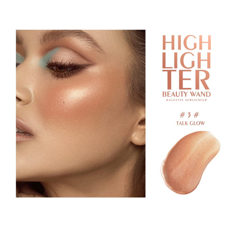 KYDA Highlighter Beauty Wand, Face Illuminator with Cushion Applicator, Natural