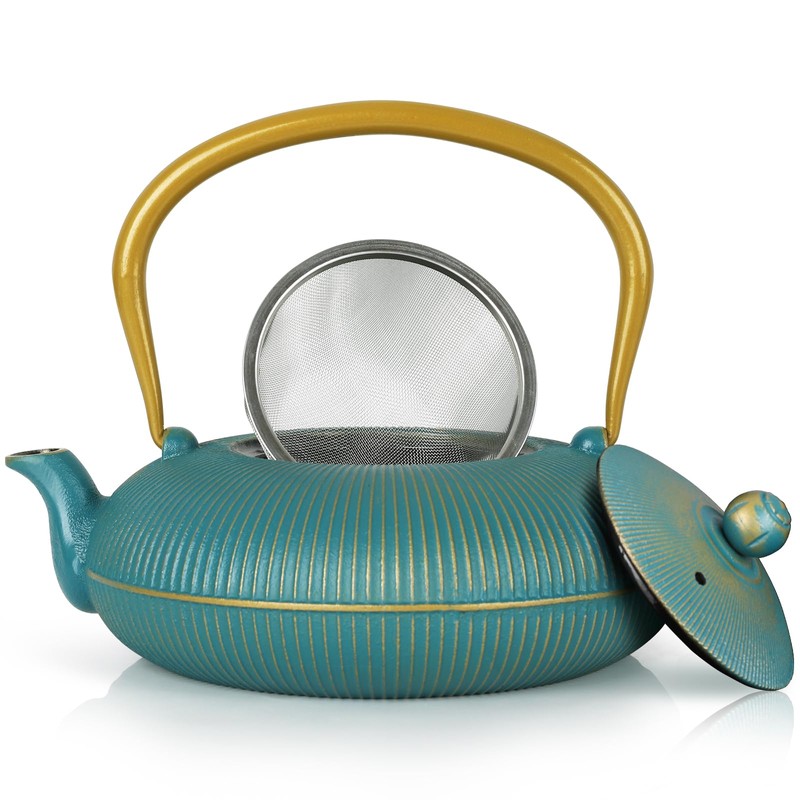 Jotsport Green Cast Iron Teapot Large Capacity 40oz/1200ml with Infuser