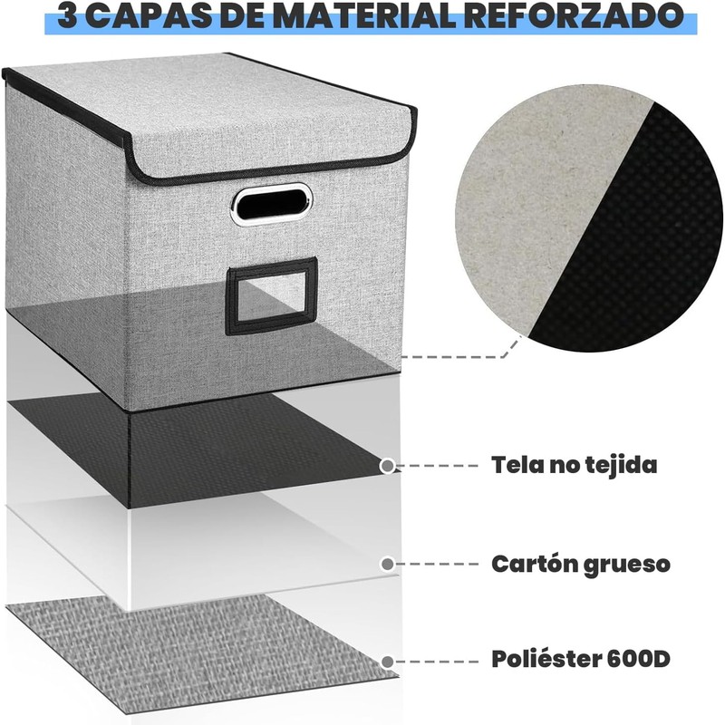 Paquete de 2 Cajas Organizadoras de Archivos con Tapa y
