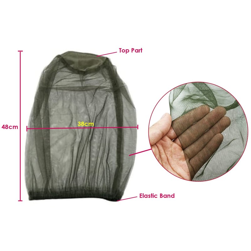 3 Pack Mosquito Prevention Head & Face Covering Mesh, Lightweight
