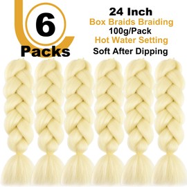 FYRLNA 6 Packs 24 Inch Jumbo Braiding Hair Soft High Temperature Resistance Synthetic Hair Extensions for Women 24 Inch Ombre Jumbo Braiding Hair Twist Crochet Braids Hair(24"(Pack of 6),613#)