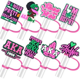 8Pcs Girls Straw Toppers for Tumbles, 10mm Straw Cover Caps Compatible with 30&40 Oz Tumbler with Handle, Drinking Straw Covers Cap for Tumbles Cups Accessories (Pink)