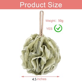 GoWorth Loofah Sponge Pack of 4, Deep Cleansing Body Scrubber for Shower, Exfoliating Bath Sponge with Handle for Women and Men (001, 50g)