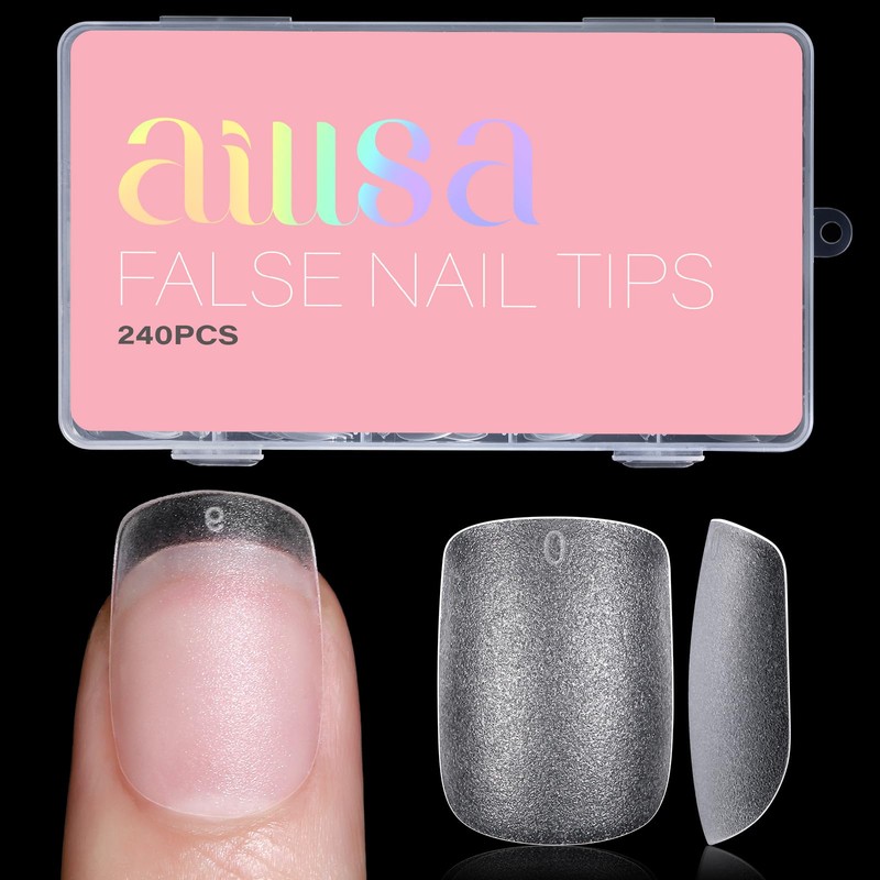 AILLSA Uñas Postizas Extra Cortas Cuadradas, Uñas de Gel, Uñas