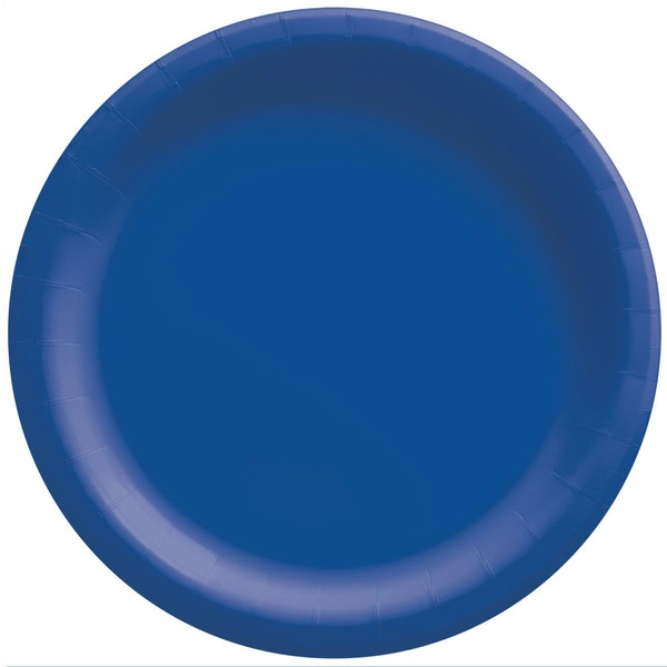 Amscan Disposable Bright Big Party Pack Paper Plates, 9" Party Supplies, Blue, 50Ct
