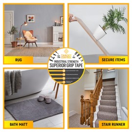 TargetControl™ | 65FT x 2'' | Carpet Tape Double Sided, Rug Tape Grippers for Hardwood Floors & Area Rugs, Carpet Binding Tape Strong Adhesive & Removable, Heavy Duty Stickers Tape