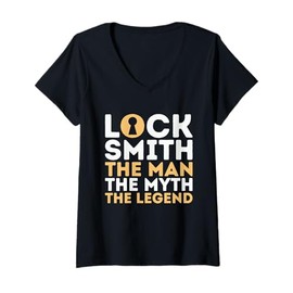 Womens The Man The Myth The Legend Locksmit Lockout Specialist V-Neck T-Shirt