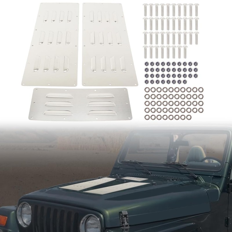 REARACE Vented Hood Louver Kit Fit for Jeep Wrangler TJ