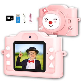 Colodou Kids Selfie Camera,Christmas Birthday Gifts for Boys Age 3-9,HD Digital Video Cameras for Toddler,Toy for 3 4 5 6 7 9 Year Old Teens with 32GB SD Card,Kids Toys Gifts for Birthday (Pink)
