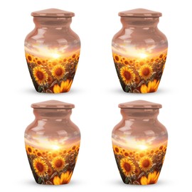 SUBSH Sunflower Twilight - Pack of 4 - Small Keepsake for Adult Human Ashes Women & Men - Little Memorial Urn for Love One Small Ashes - Mini Keepsake Urn for Mom Ashes - Human Remains Urns for Dad