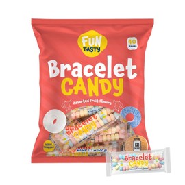 Funtasty Candy Bracelets - Fruit Flavors, Individually Wrapped, Stretchable- 21 Ounce Bag