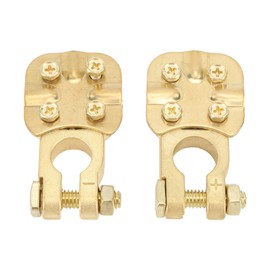 2Pcs Brass Battery Terminal Connector Car Top Post Clamp Set Positive Negative 1 to 3 Way 2‑4/0 AWG