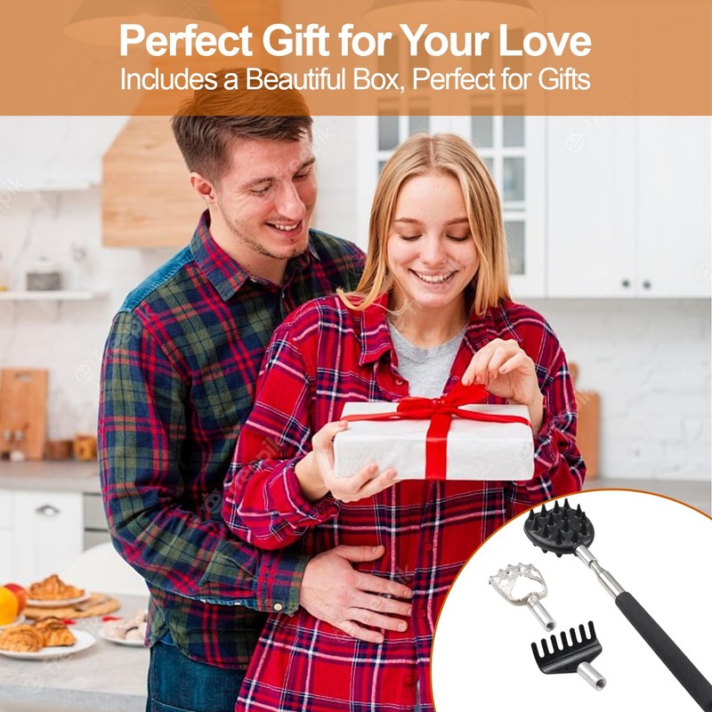 COZY CORE Telescoping Back Scratcher with 3Pcs Detachable Scratching Heads,