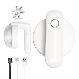 Fabric Shaver, Lint Remover Rechargeable, Electric Portable Sweater Defuzzer Digital LED Display to Remove Pilling for Clothes, Furniture, (White with one Shaver Blades)