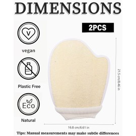 BARRU 1 Stück Natürlicher Luffa & Baumwolle Massagehandschuh - Sanfte Körper- und Gesichtsreinigung mit Peeling-Effekt - Idealer Duschhandschuh für Body Scrub und Massage(+1 Luffa-Peeling)