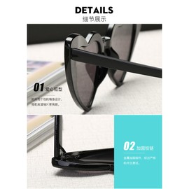 ULELA DIKML Fashion Sunglasses for Women Men Glasses Heart Design Hollow Temple Glasses Sunglasses Vintage Sun Protection for Driving Beach Party Black, black