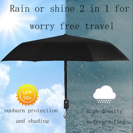 Umbrella,Rain Foldable Windproof Umbrella,Travel Portable Umbrella Business Classic Fashion for Men Women and Girls Black Large