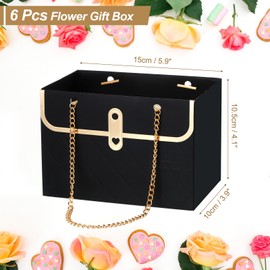 PATIKIL Paper Flower Gift Bags, 6 Pcs Paper Bouquet Flower Gift Bag with Handle Rectangle Metal Chain Tote for Florist Wedding Party Birthdays, Pink