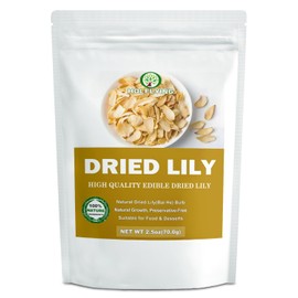Natural Dried Lily Bulb - 3.5 oz, Cut & Sifted, All-Natural Dried Lily Petals for Food and Desserts, Vegan, Non-GMO