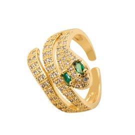 FRHDJS Adjustable Snake Statement Ring for Women 18K Gold Plated CZ Rings for Women Vintage Gold Cubic Zirconia Snake Ring for Daily