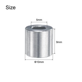 QUARKZMAN 40pcs Aluminum Spacer 5mm Bore x 10mm x 9mm Screw Spacer Bushing Smooth Surface Round Metal Spacer for M5 Screws, Bolts and Rods