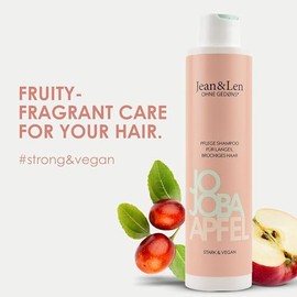 Jean & Len Jojoba & Apple Care Shampoo, Nourishes Long and Brittle Hair, for Healthier & Stronger Looking Hair, Hair Care with Apple Fragrance, No Parabens & Silicones, Vegan, 300 ml