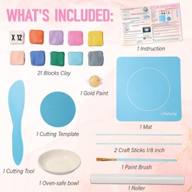 Patemby Make Your Own Clay Jewelry Bowls Arts and Crafts Kit for Teen Girl, DIY Clay Jewelry Dish Kit, Clay Crafts for Girls 8-12, Fun Birthday Gifts for Teens Girls Kids Ages 8 9 10 11 12 Years Old
