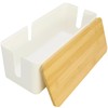 JJQHYC Cable Tidy Box White Cable Box with Bamboo Lid