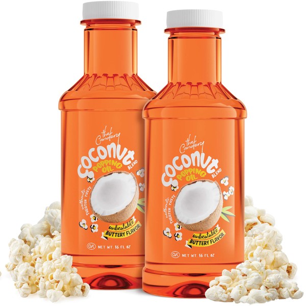 Coconut Popcorn Popping and Topping Oil Soy Blend with Authentic Theater Butter Flavor - Pop Corn Oil Liquid Form for The Movie Theater Experience at Home - By The Candery