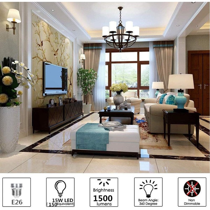 SAUGLAE 15W LED Bulbs, 120W Incandescent Bulbs Equivalent, 1500Lm, 3000K