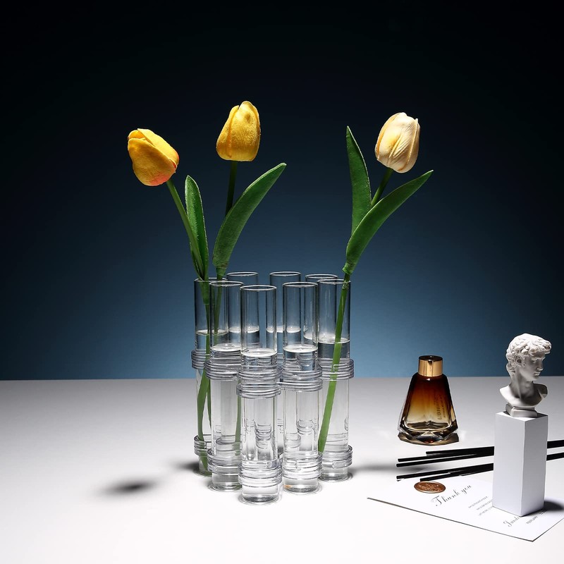 Dinyeo Hinged Flower Vase Small Tiny Glass Foldable Test Tube