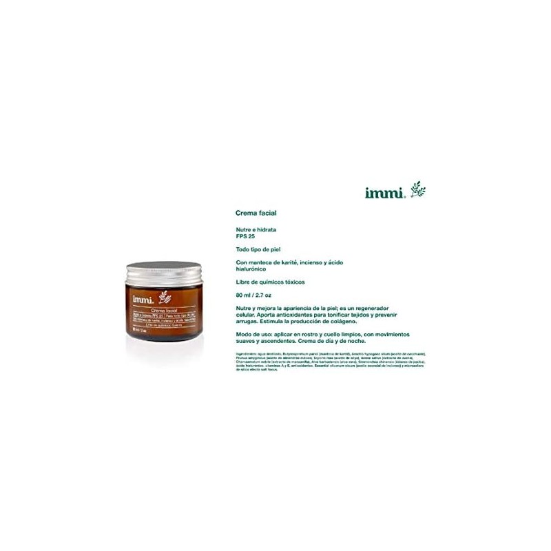 Crema facial antiarrugas con karité, incienso y ácido hialurónico –