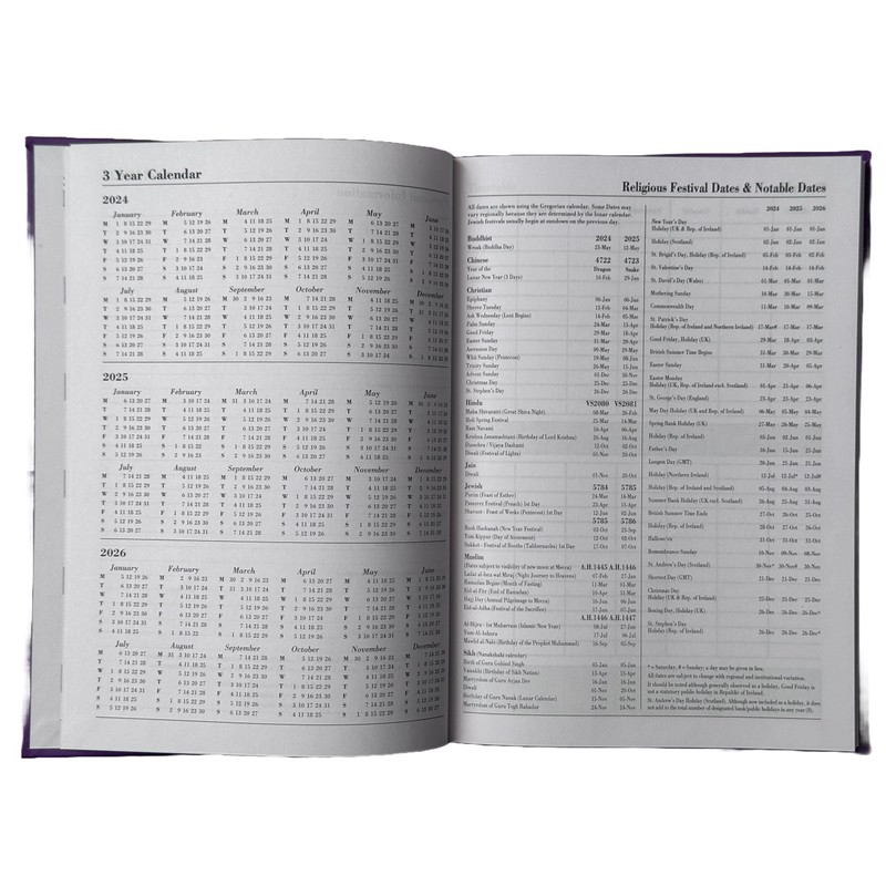 Academic Diary 2024-2025 A5 WTV Week to View - NEVY