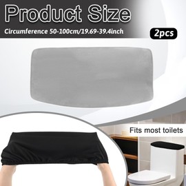 LIQWEI 2 Pcs Toilet Tank Lid Cover Back of Toilet Top Cover, Toilet Tank Cover Lid, Toilet Tank Lid Toilet Top Cover, Replacement with Elastic Bottom for Bathroom Decor Accessories (Black+Grey)