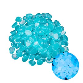 200 Pcs Blue Glow Pebbles,fish tank stones，fish tank pebbles， Glow in the Dark Garden Stones for Outdoor Decor, Pathways, Fish Tanks, and DIY Crafts