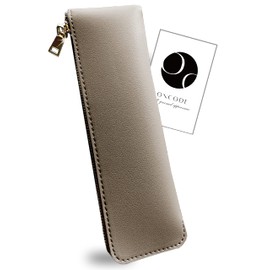ONCODE Pen Case PU Leather Style Fashionable Adult Women's Pencil Case Simple Slim Flat Type, latte brown, Modern