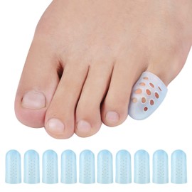 10 piezas – Protector de dedos de gel transpirable, ideal para amortiguar los dedos y proporcionar alivio del dolor de callos, ampollas, uñas perdidas o encarnadas para mujeres y hombres..