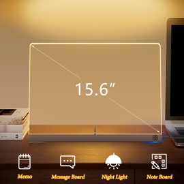 Exbelle Acrylic Dry Erase Board with Light 15.6“ LED Light-Up Message Note Board with Stand as Night Light for Room/Store/Office Ideal Gift for Festival Decoration 7 Markers