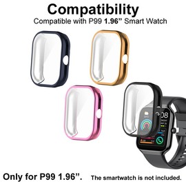 smaate Watch Cases compatible with Motast Jugeman P99 1.96” Smart Watch, TPU Case with Screen Protector, Protecting Watch Body & Screen
