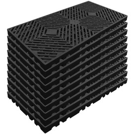 10 Pcs Lightweight Plastic Pallets, 23.6"x11.8"x1.18" Waterproof Moisture-Proof Floor Pallet, Storage Pad for Garage, Basement, Industrial, Blue and Black