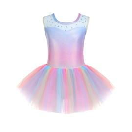 Zaclotre Girls Ballet Leotards Sparkly Sleevesless Mesh Top and Organza Tutu Skirt Dance Dress Toddler Ballerina Outfits